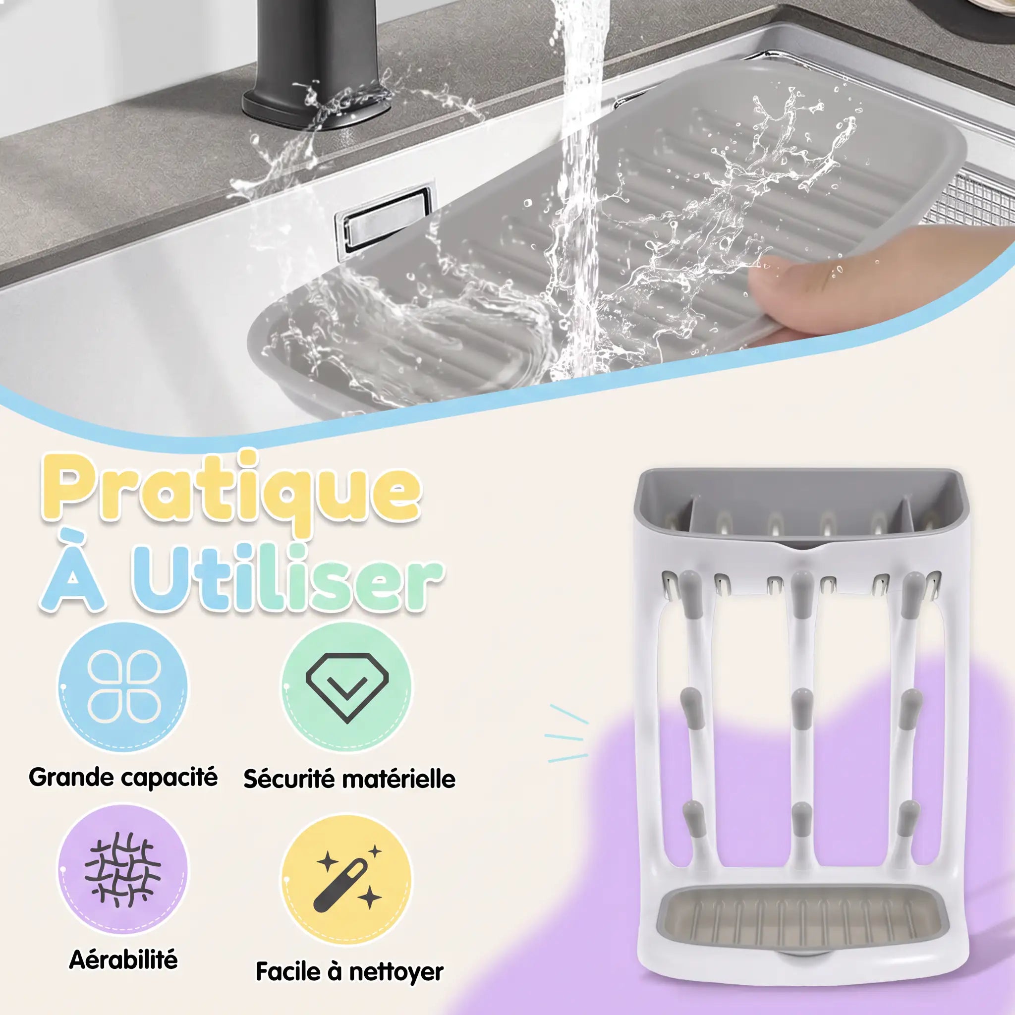 Egouttoir biberons grande capacite Mamilly