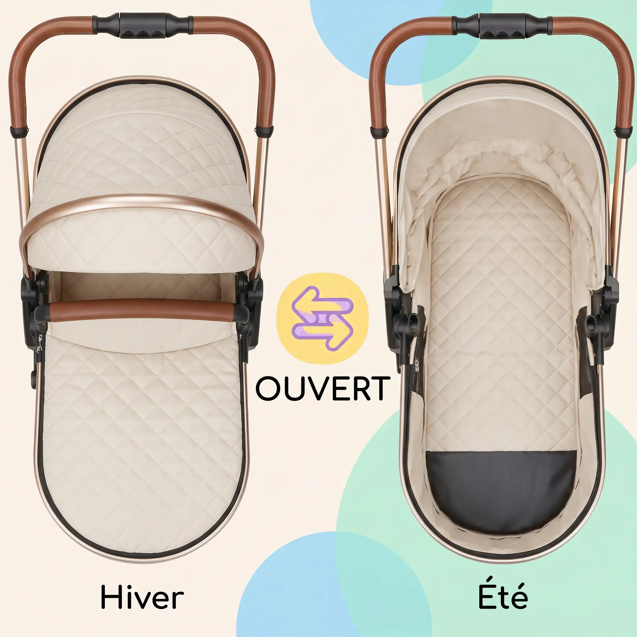 Poussette 3 en 1 - Blanc Ivoire Mamilly