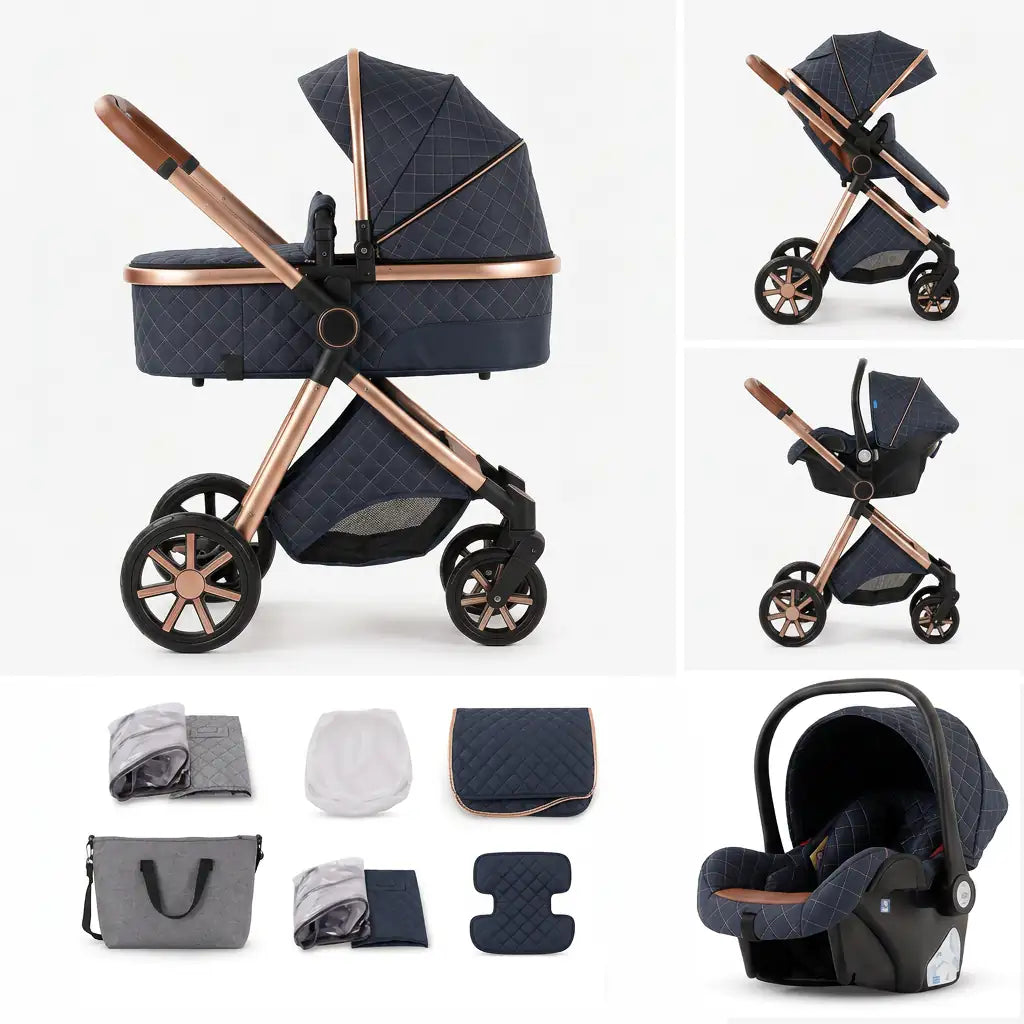 Poussette 3 en 1 - Bleu Saphir Mamilly