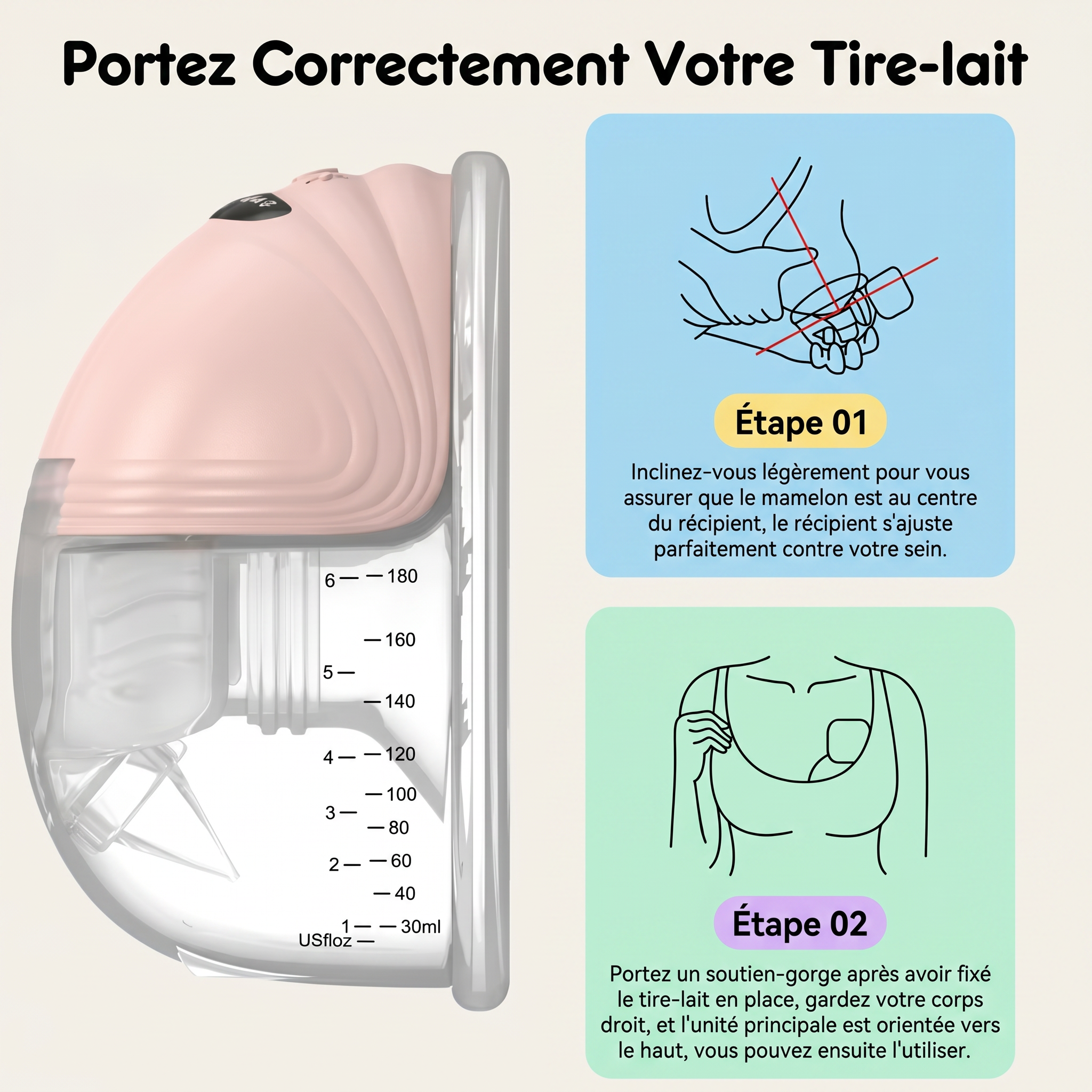 Tire-lait portable silencieux mains libres Mamilly