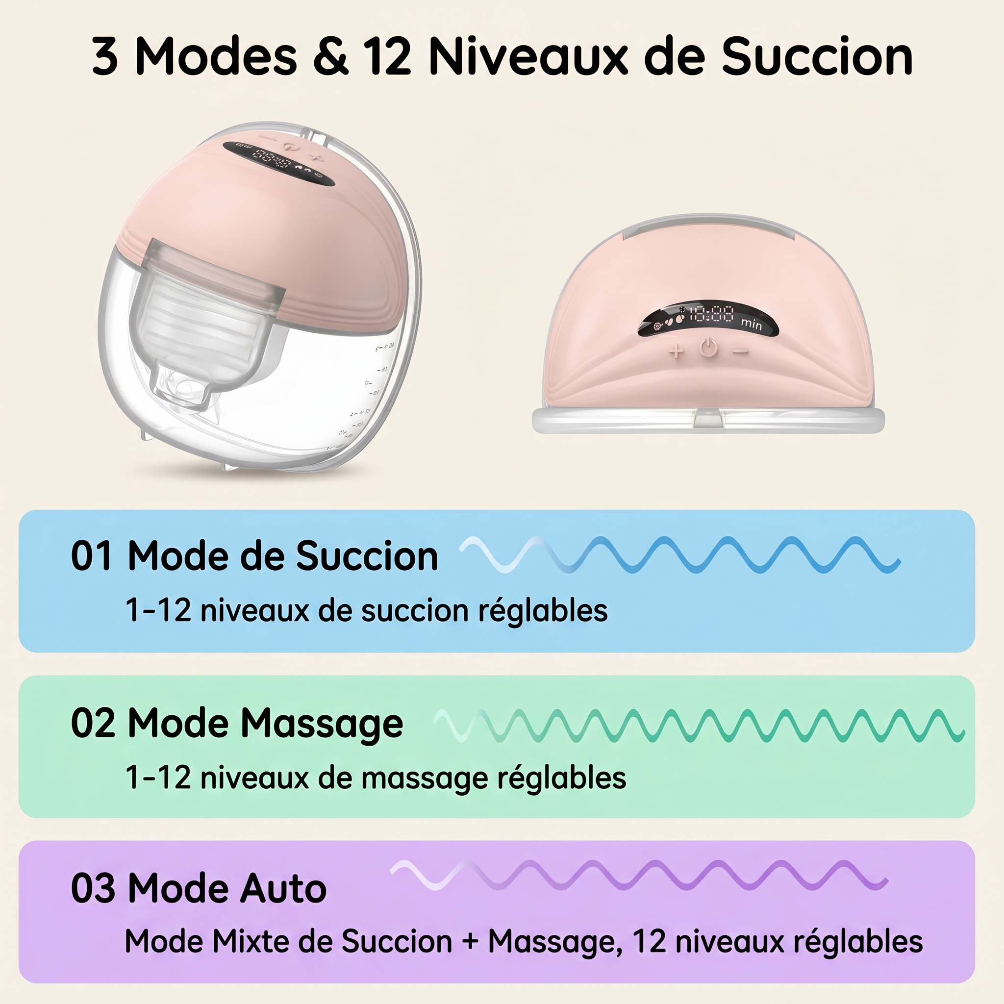 Tire-lait portable silencieux mains libres Mamilly