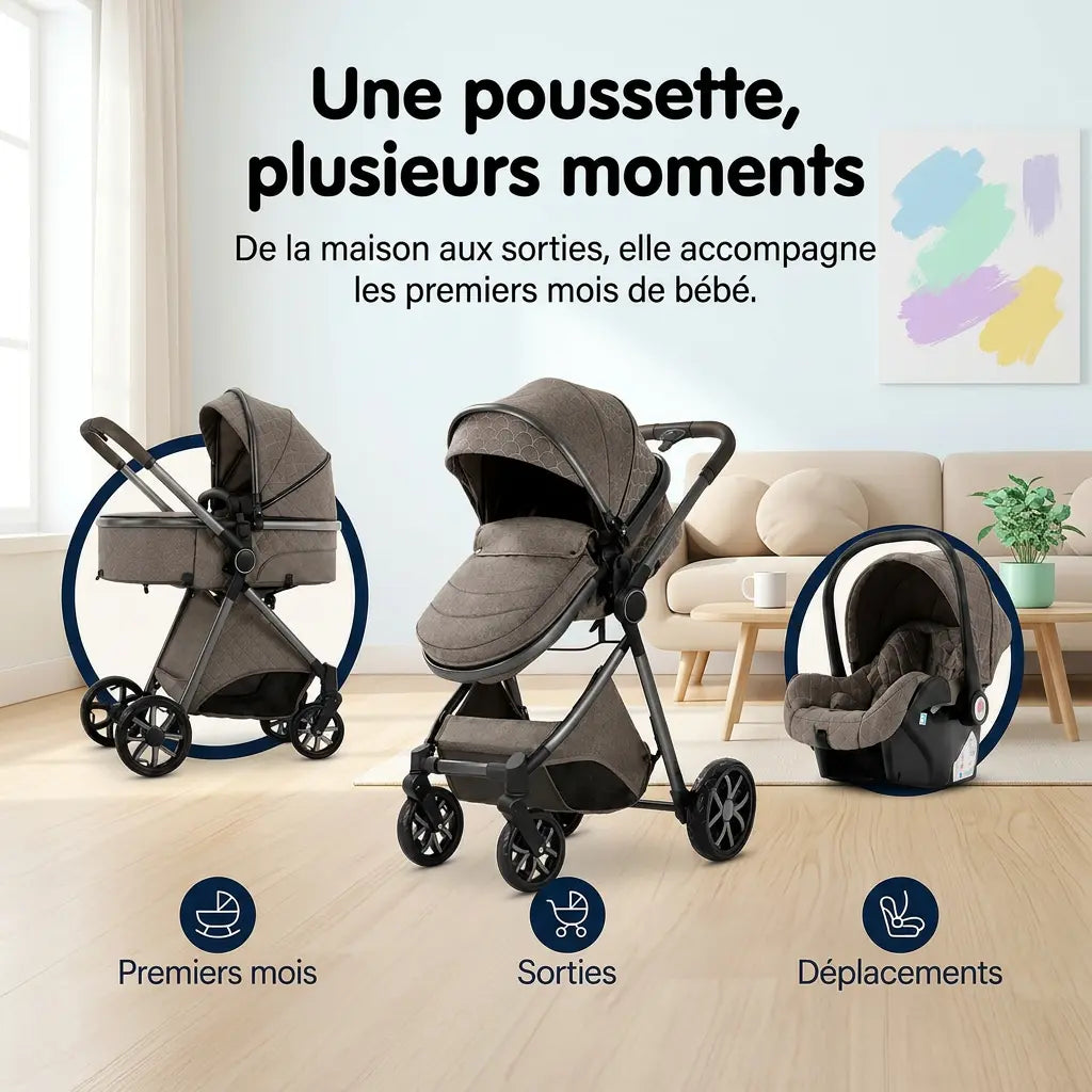 Poussette 3 en 1 - Marron Mocha Mamilly