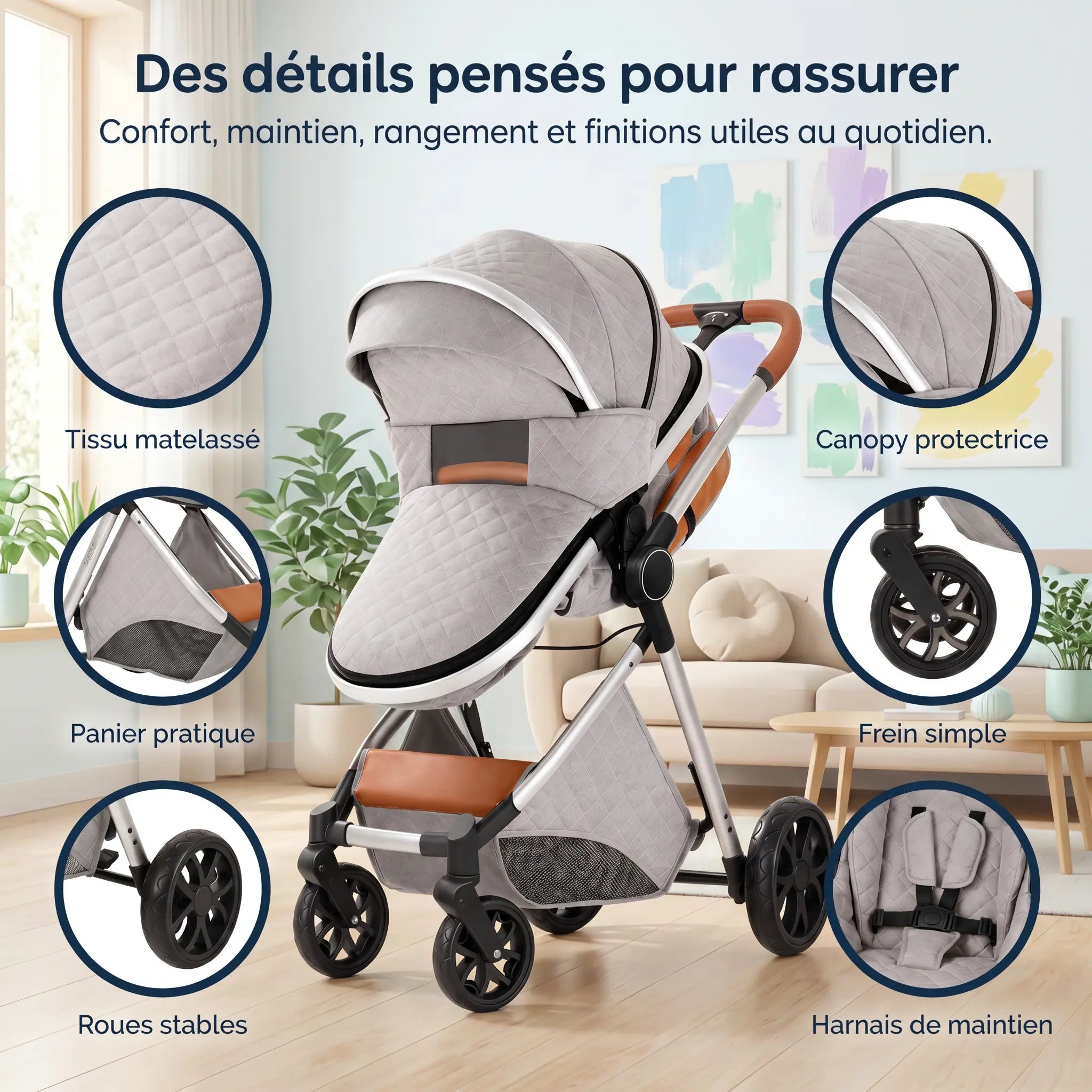 Poussette 3 en 1 - Brume D'argent Mamilly
