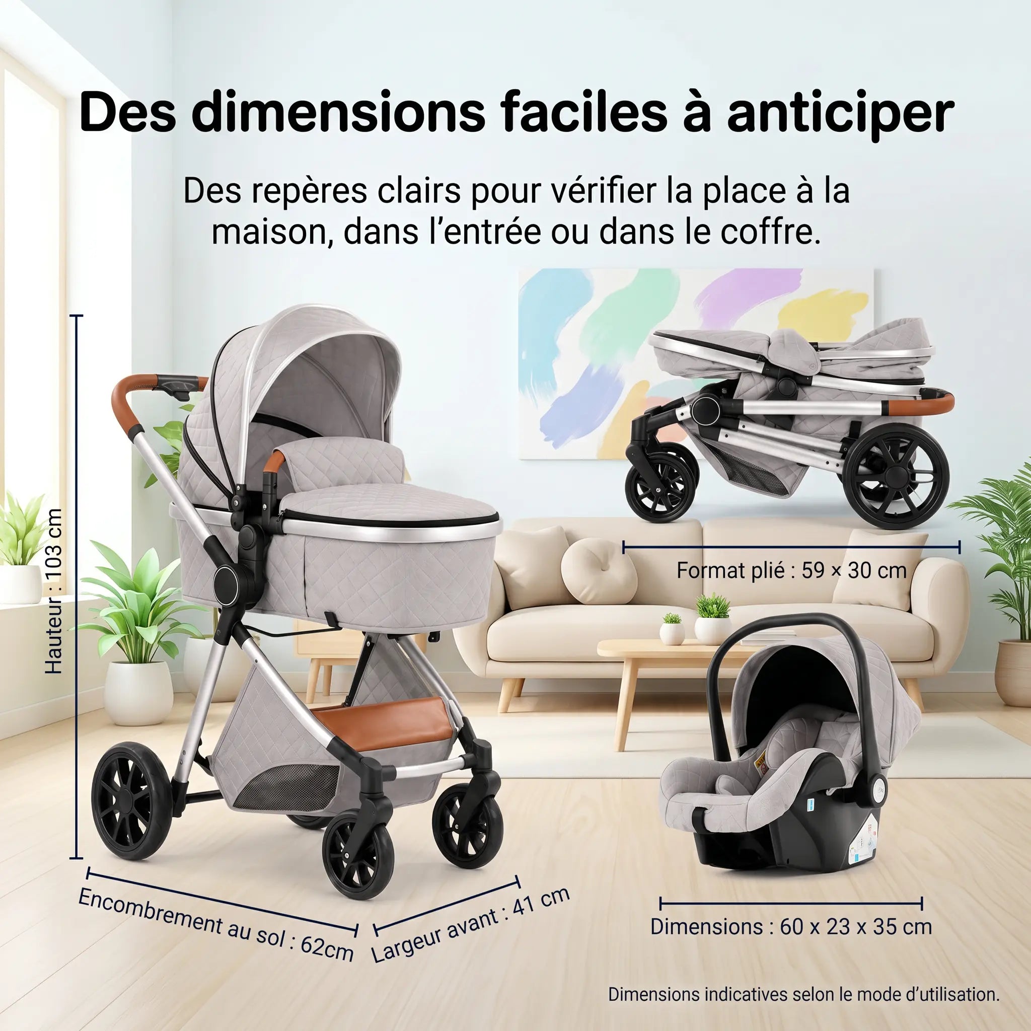 Poussette 3 en 1 - Brume D'argent Mamilly