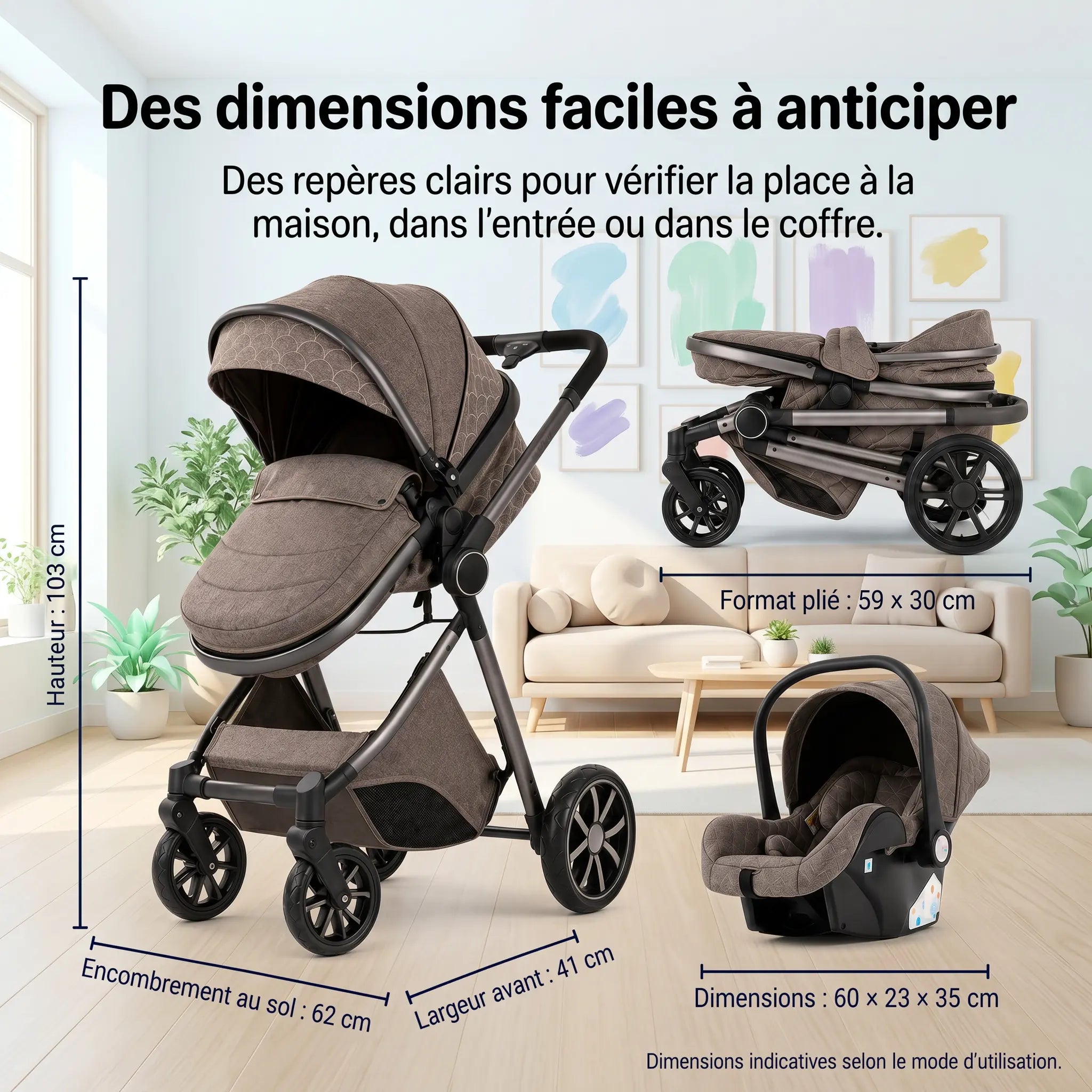 Poussette 3 en 1 - Marron Mocha Mamilly