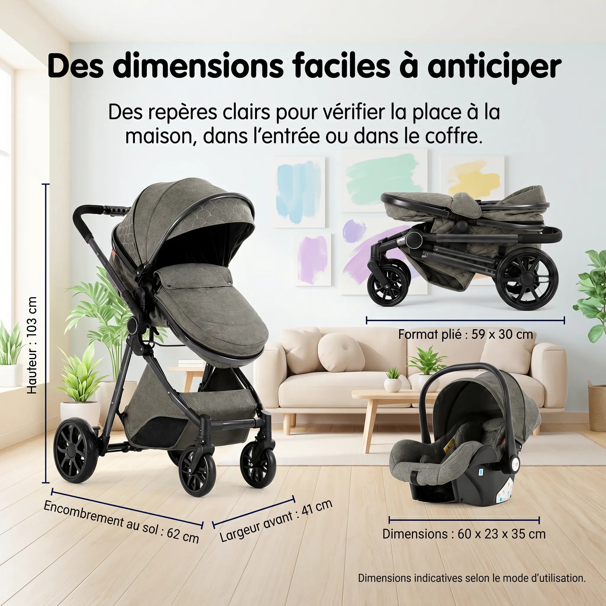 Poussette 3 en 1 - Gris Graphite Mamilly