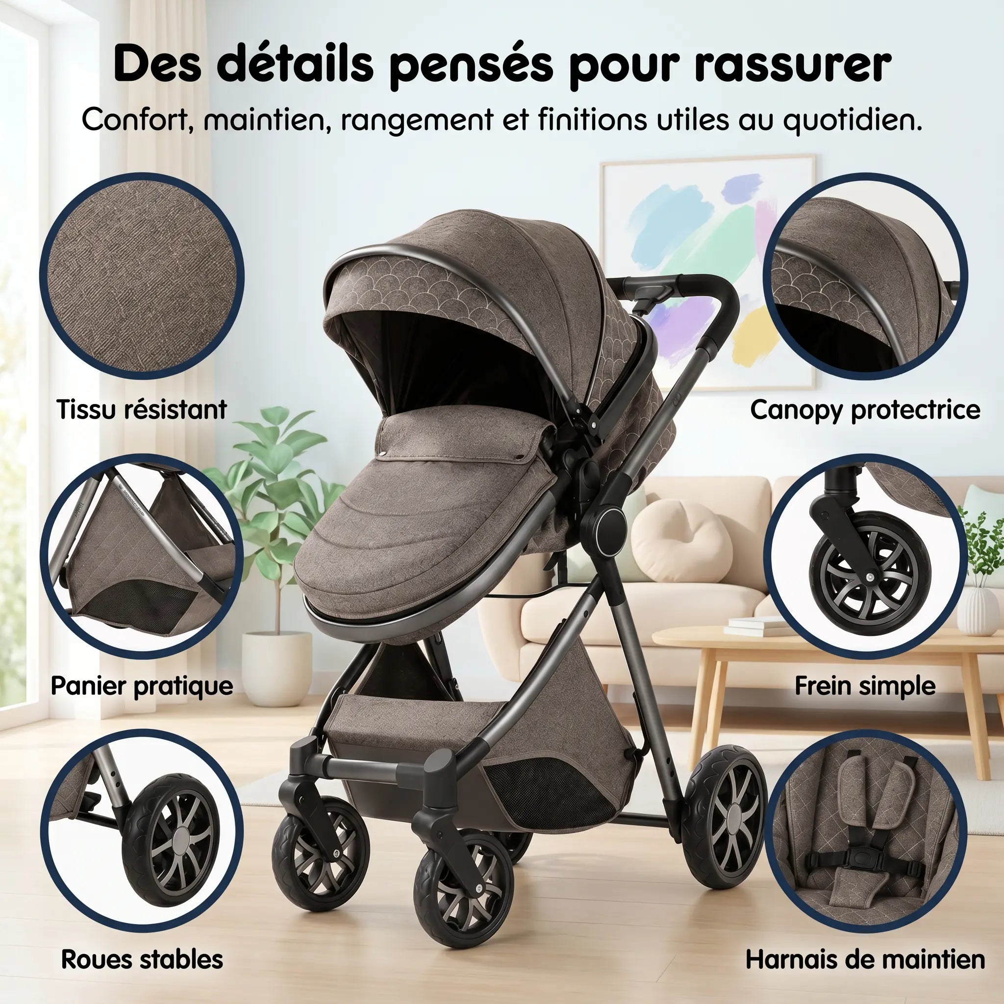 Poussette 3 en 1 - Marron Mocha Mamilly