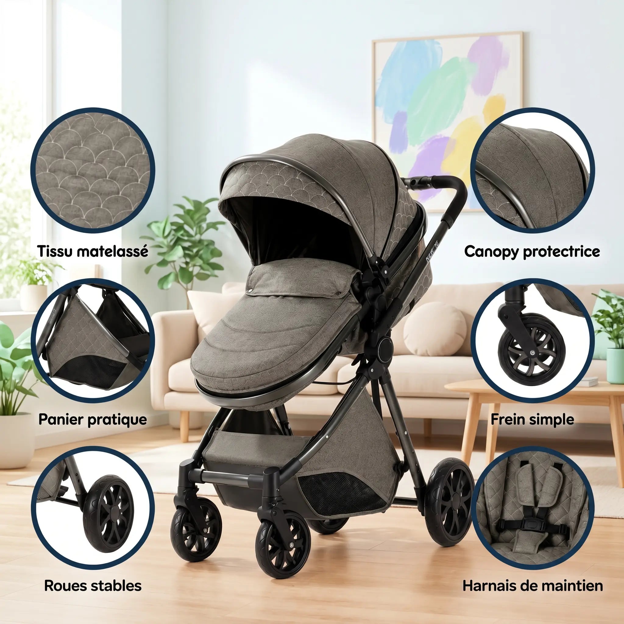 Poussette 3 en 1 - Gris Graphite Mamilly