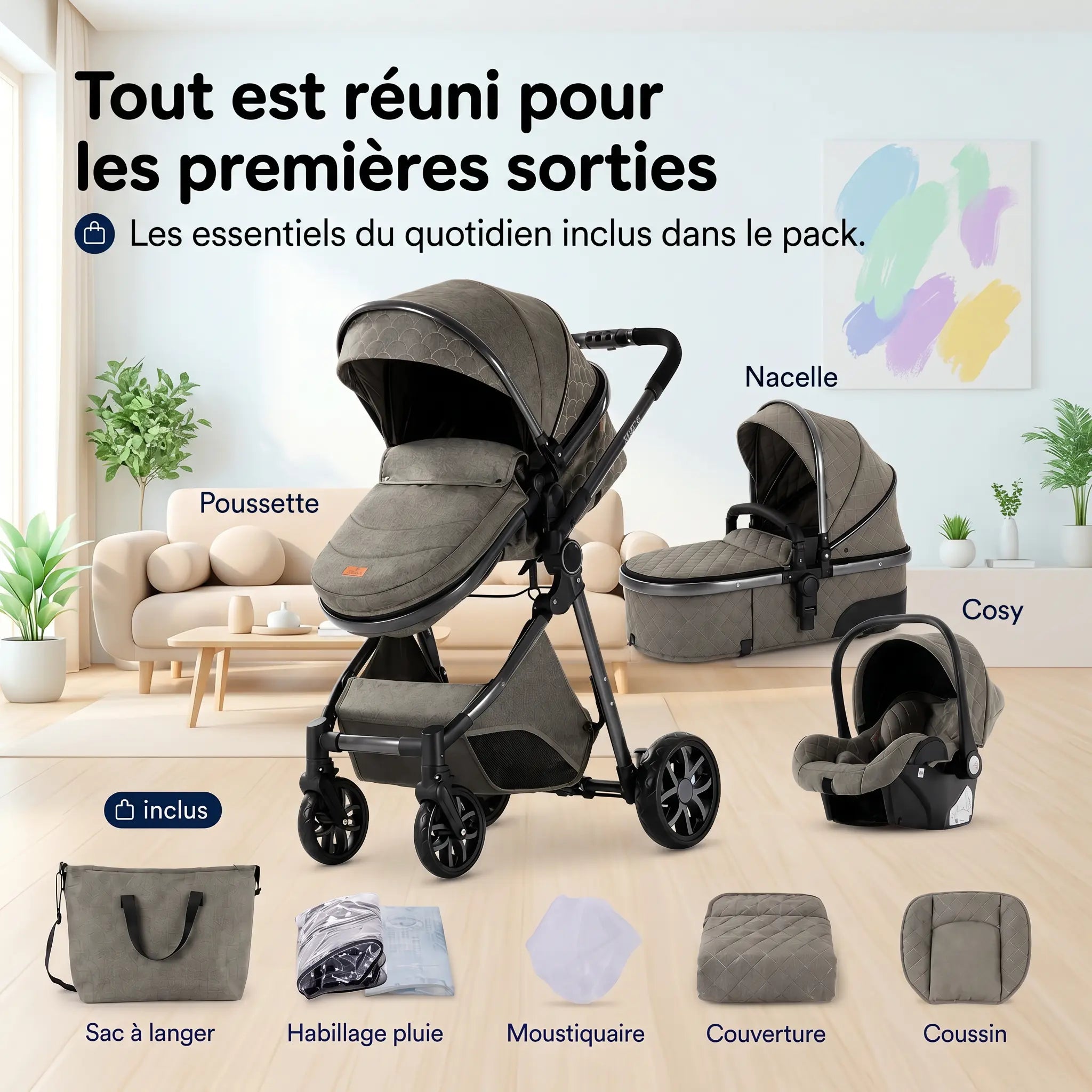 Poussette 3 en 1 - Gris Graphite Mamilly