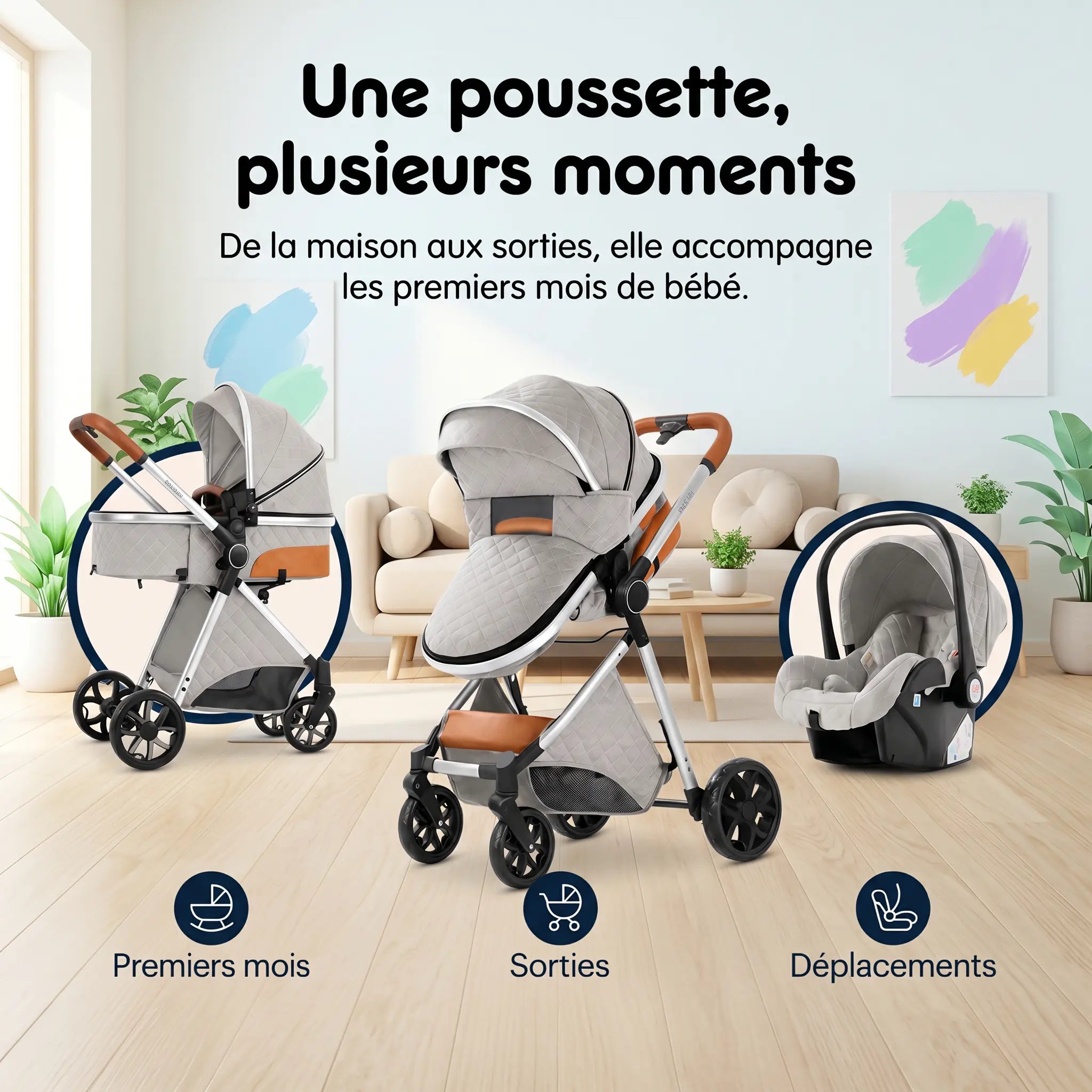 Poussette 3 en 1 - Brume D'argent Mamilly