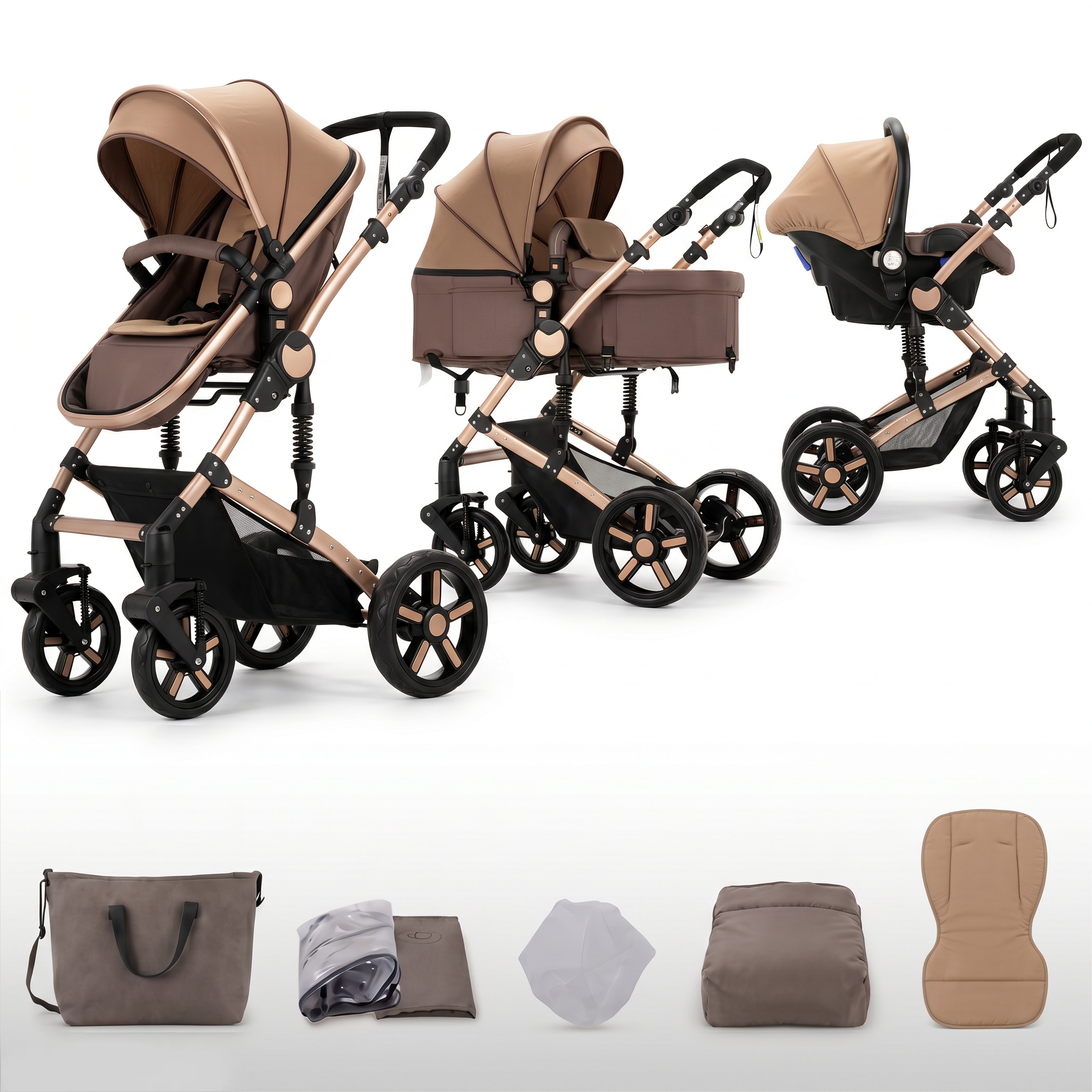 Poussette 3 en 1 - Marron Camel Mamilly