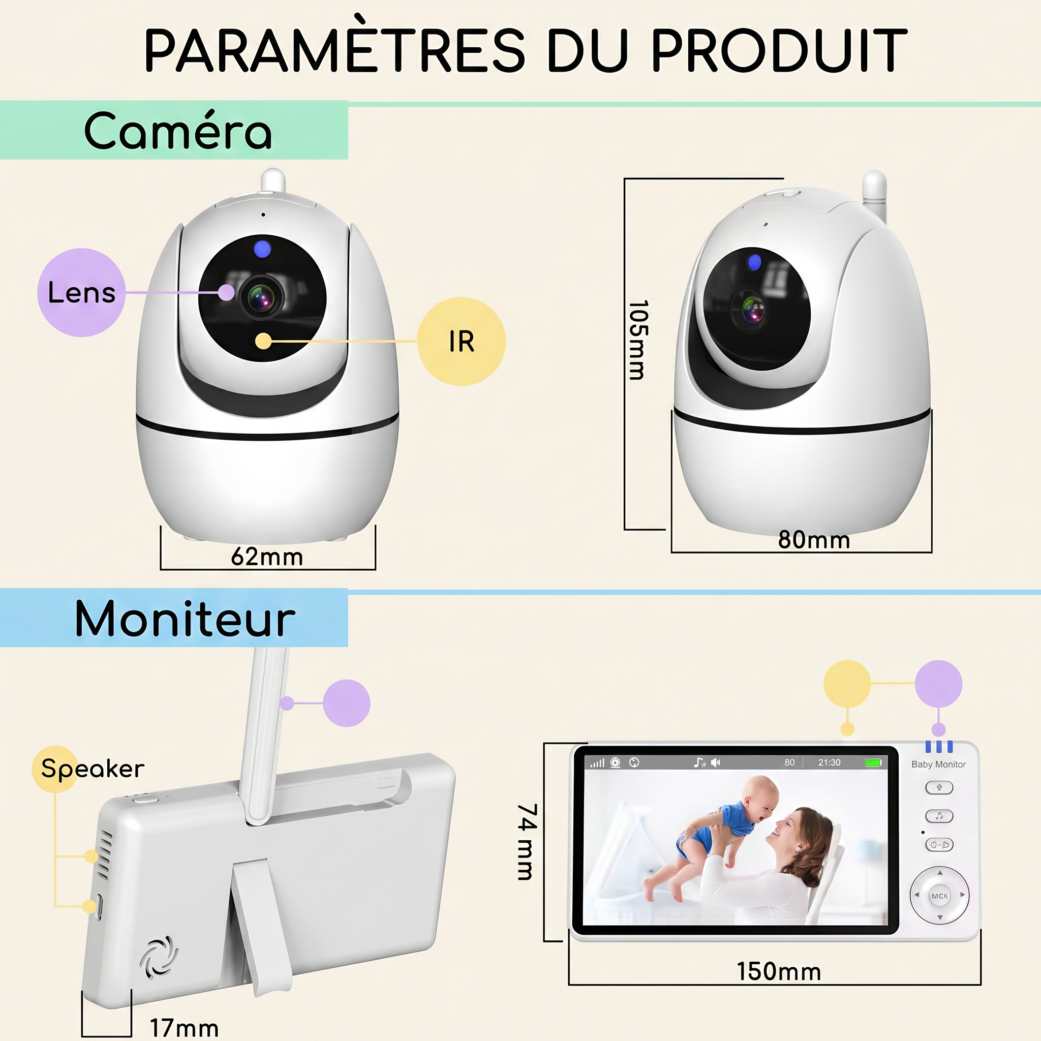Mamilly Veillée - Babyphone vidéo 5" Mamilly