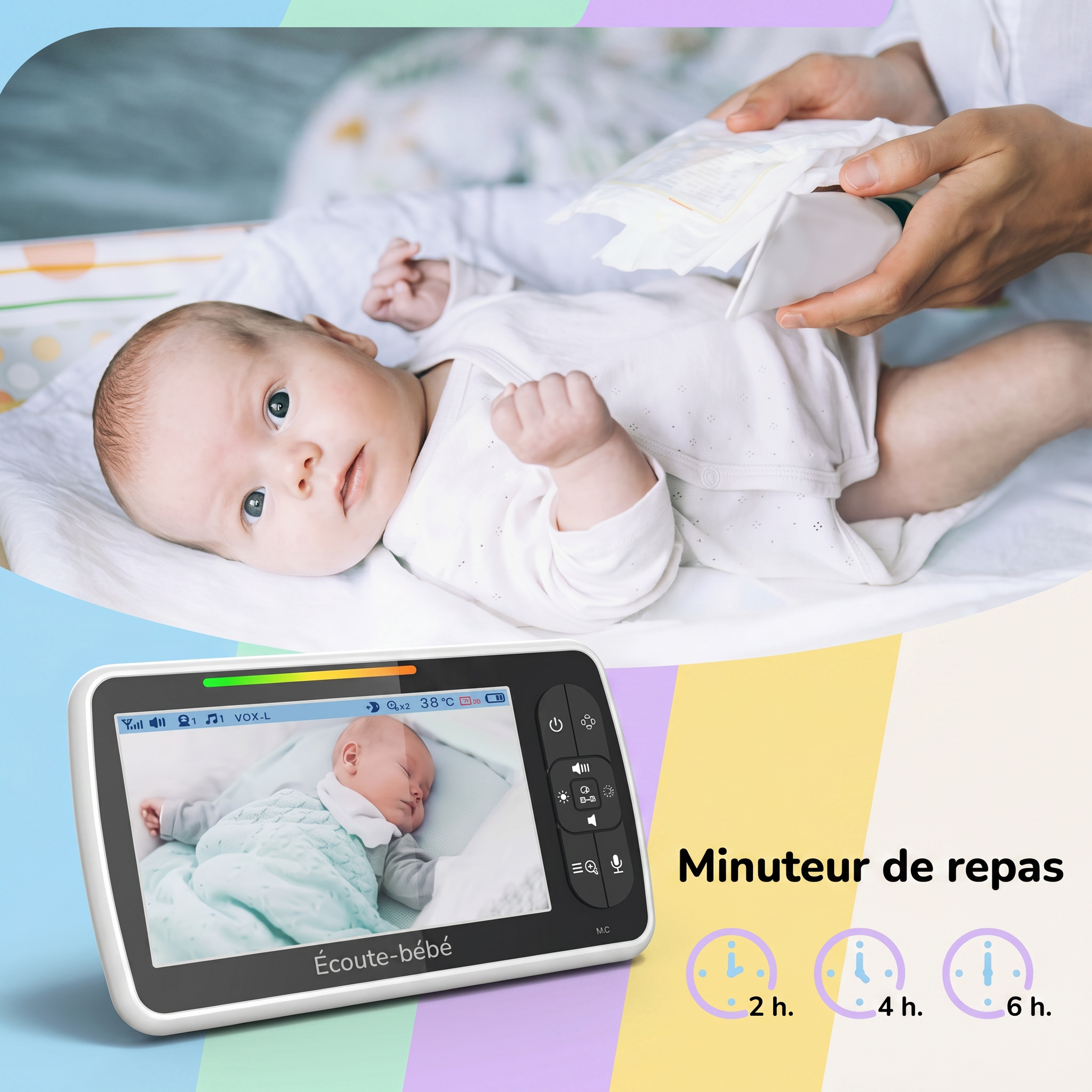 Mamilly Veillée Flex - Babyphone vidéo 5 à caméra flexible Mamilly