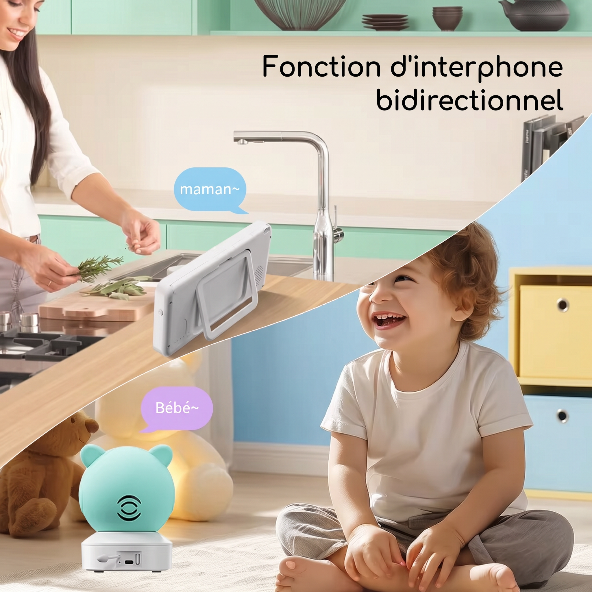 Mamilly Veillée Connect — Babyphone vidéo 2K avec application Mamilly