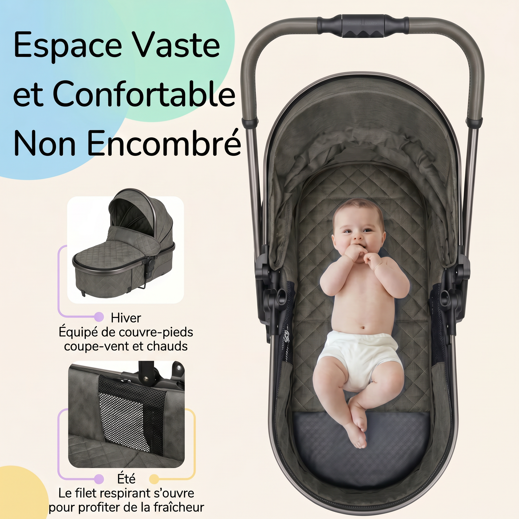 Poussette 3 en 1 - Gris Graphite Mamilly