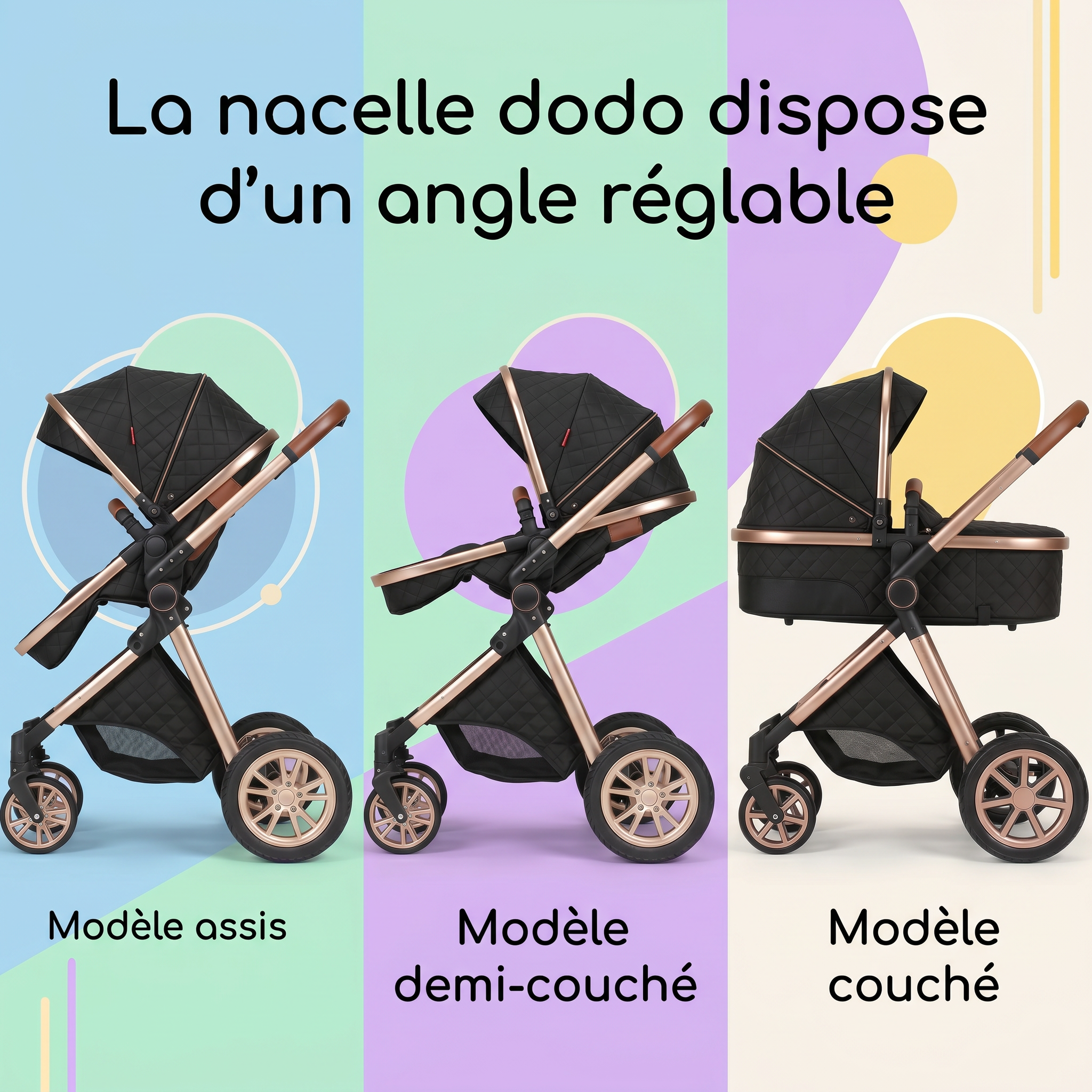 Poussette 3 en 1 - Noir Obsidienne Mamilly