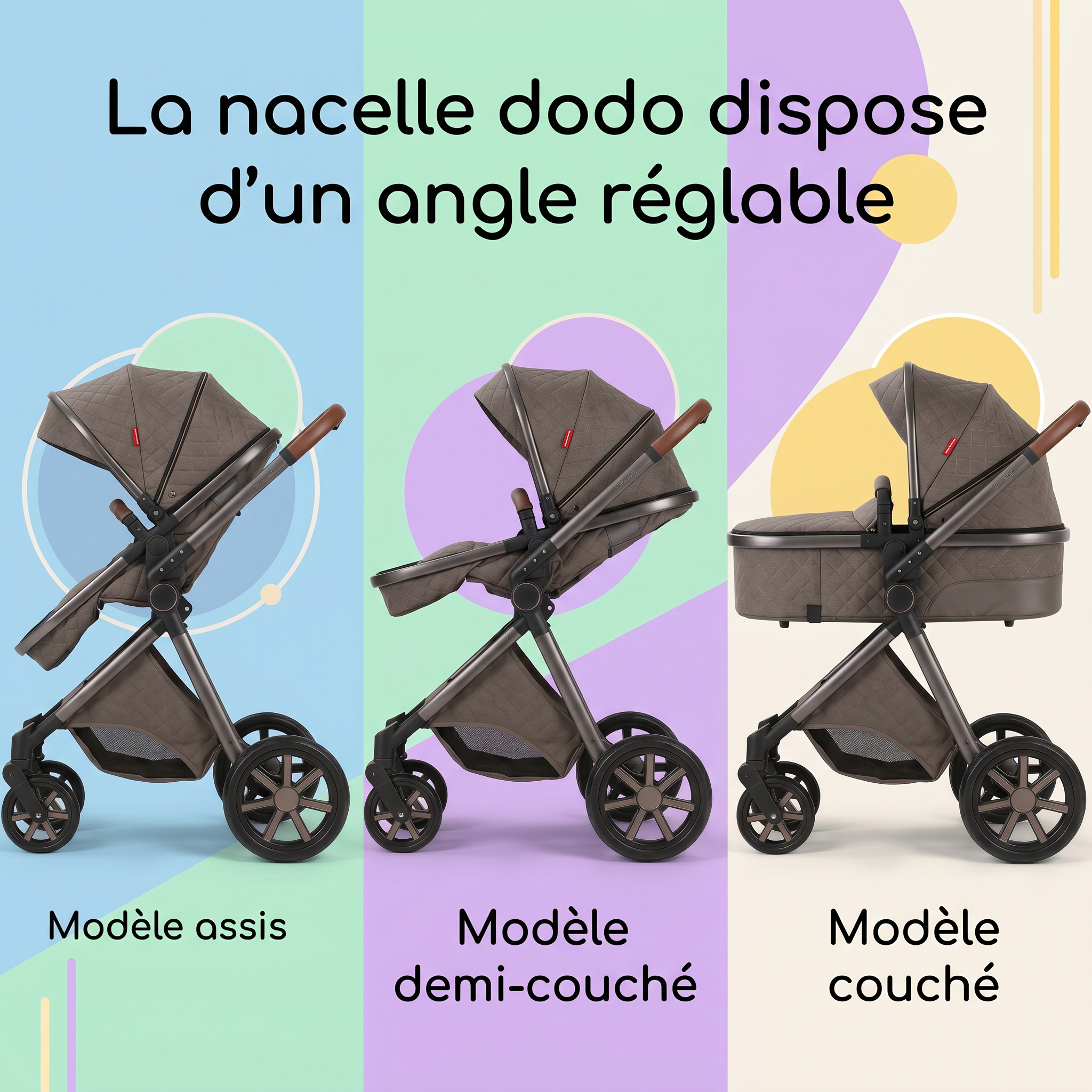 Poussette 3 en 1 - Marron Mocha Mamilly