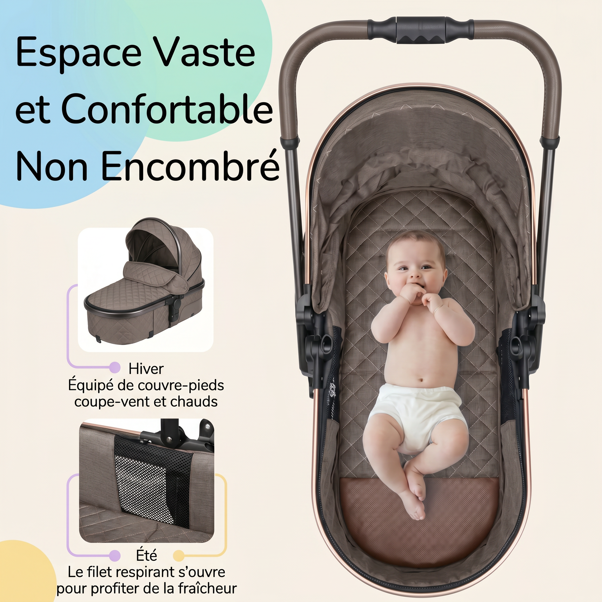 Poussette 3 en 1 - Marron Mocha Mamilly