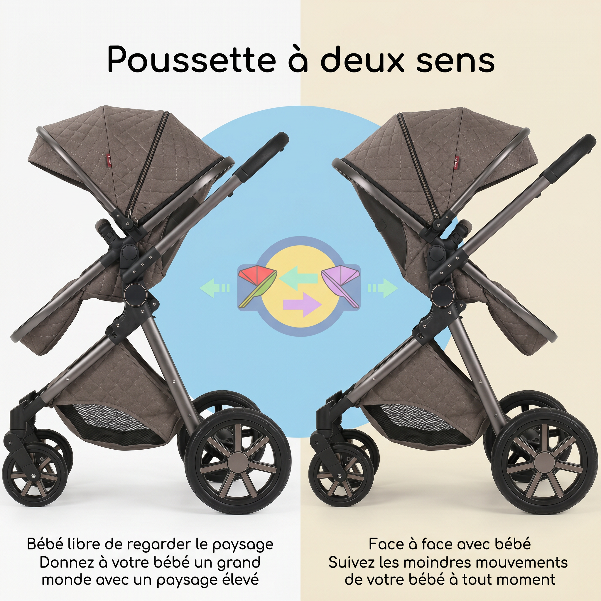 Poussette 3 en 1 - Marron Mocha Mamilly