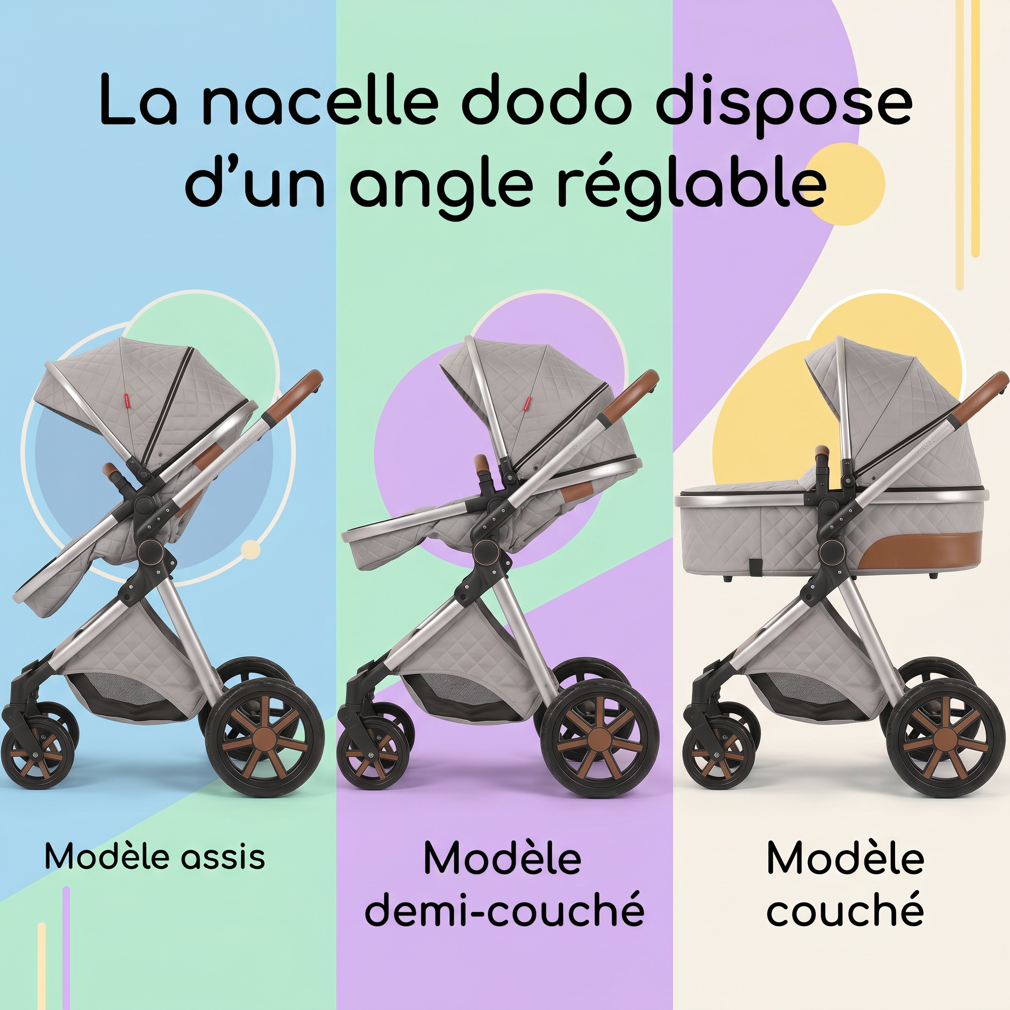 Poussette 3 en 1 - Brume D'argent Mamilly