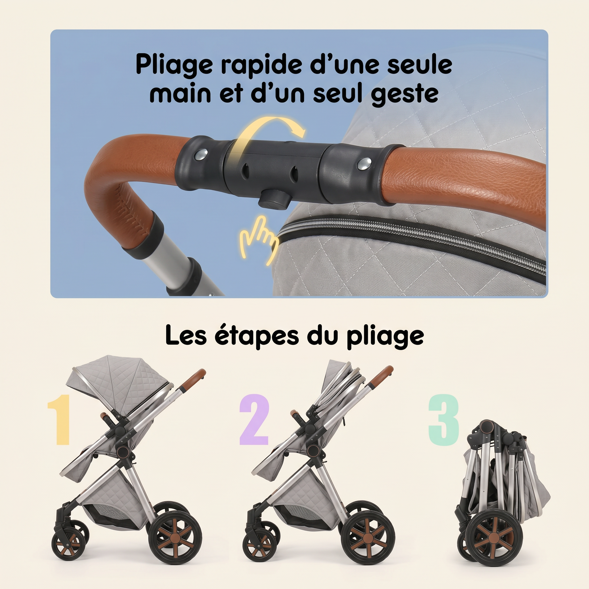 Poussette 3 en 1 - Brume D'argent Mamilly