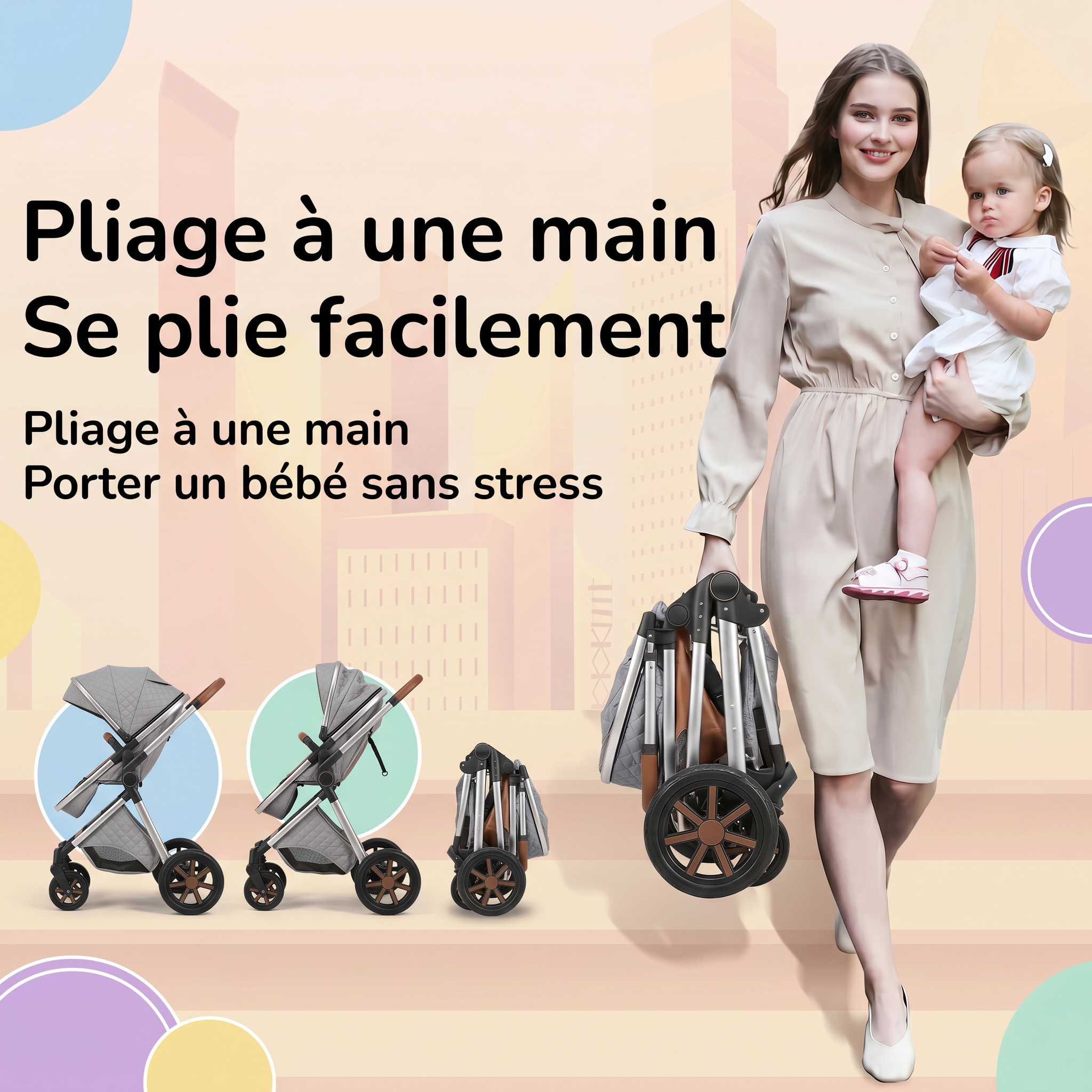 Poussette 3 en 1 - Brume D'argent Mamilly