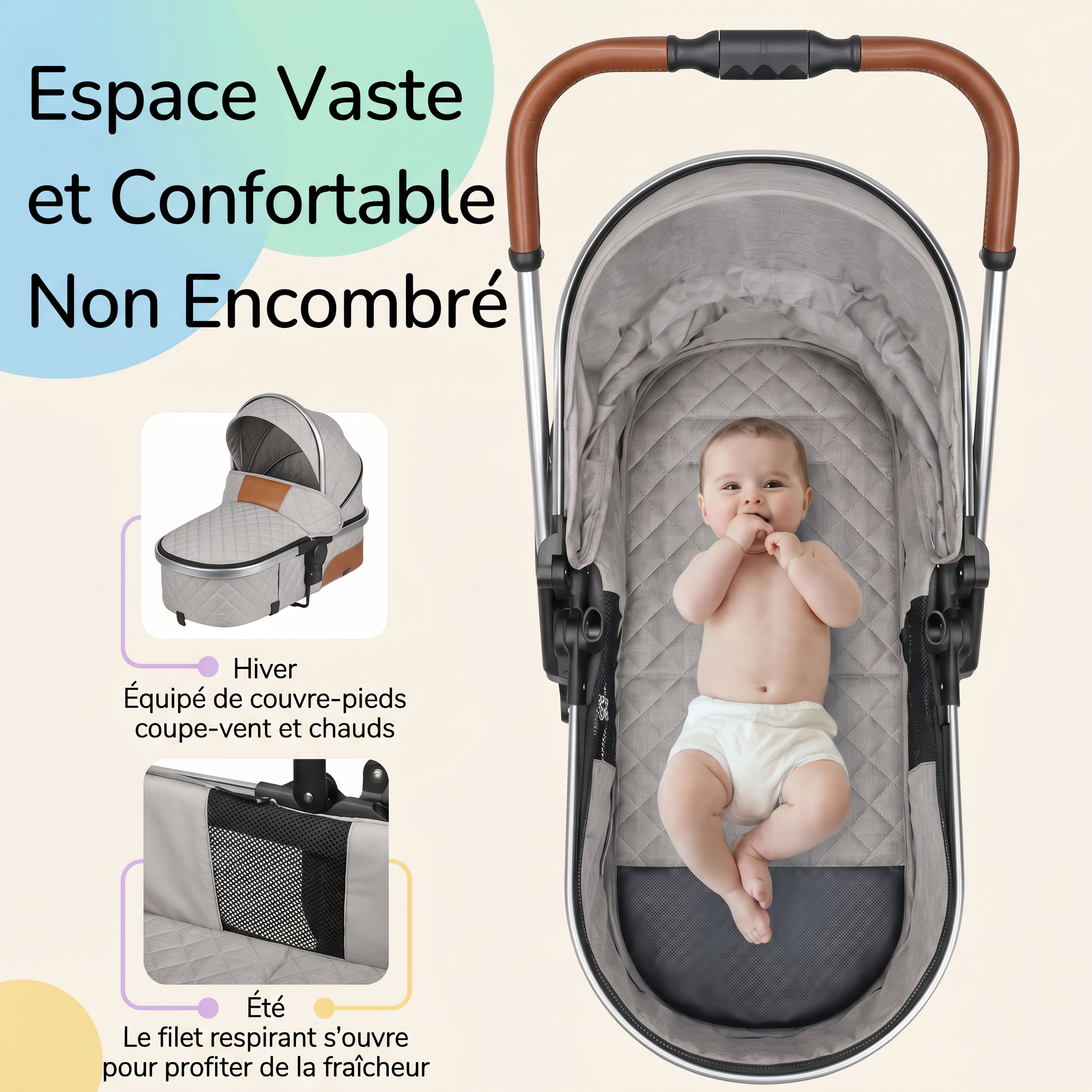 Poussette 3 en 1 - Brume D'argent Mamilly