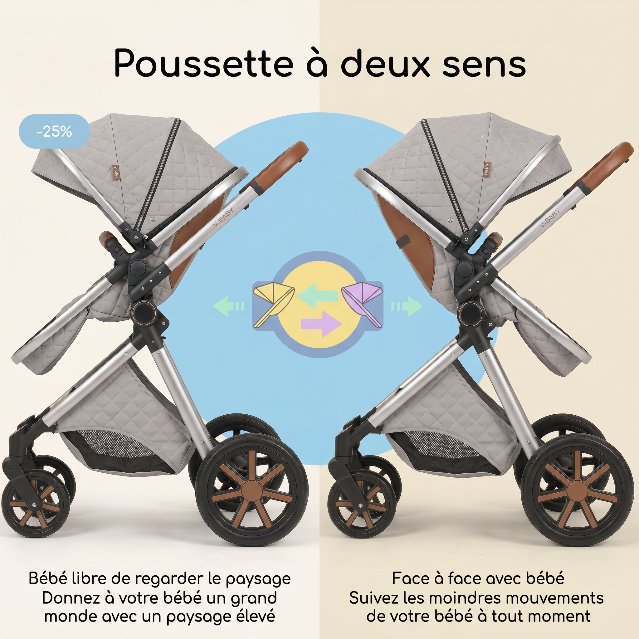 Poussette 3 en 1 - Brume D'argent Mamilly