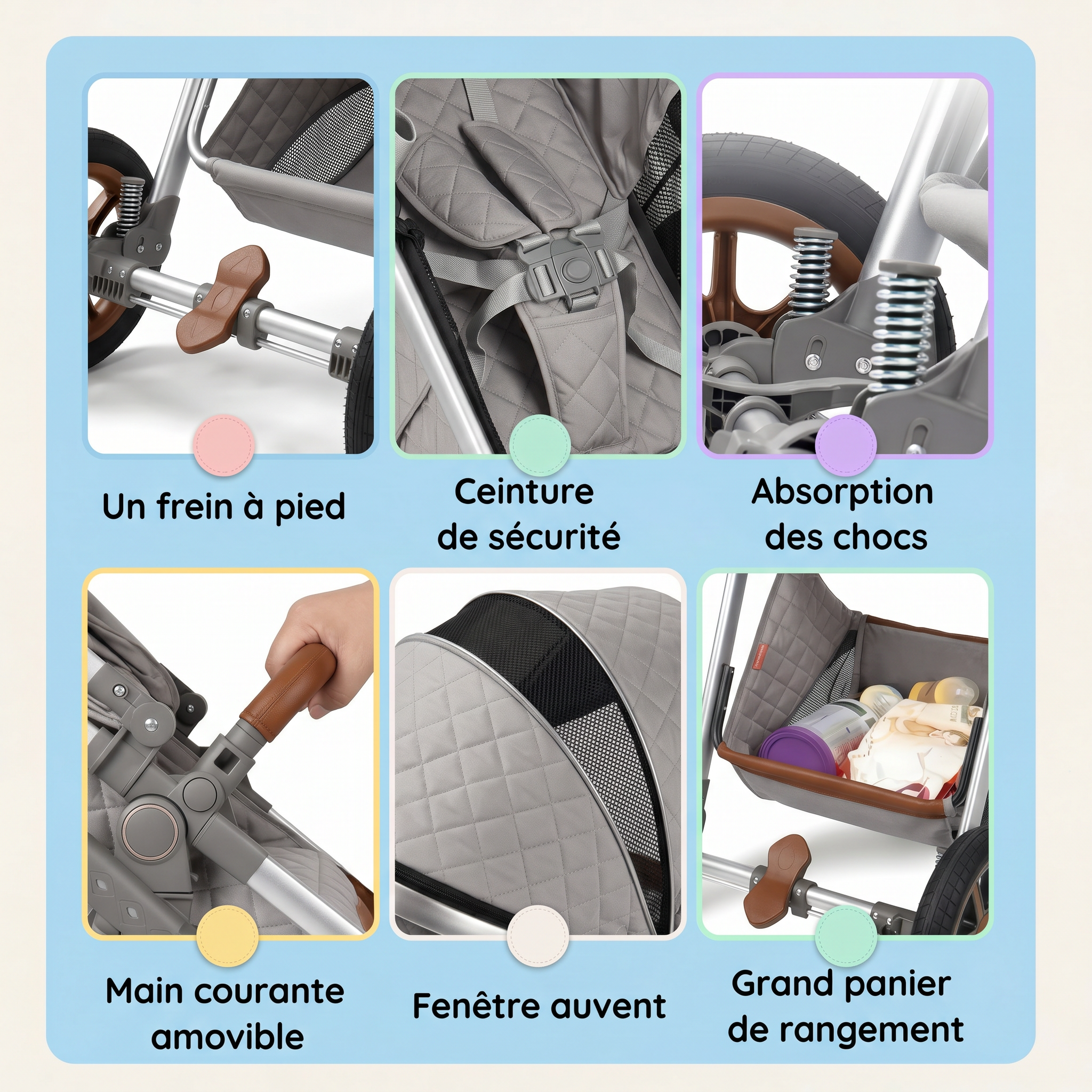 Poussette 3 en 1 - Brume D'argent Mamilly